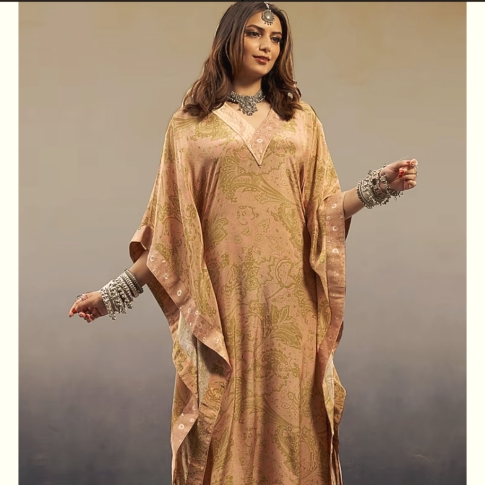 Original Antth NY gold kaftan gown dress free size *A1 - Picture 1 of 8